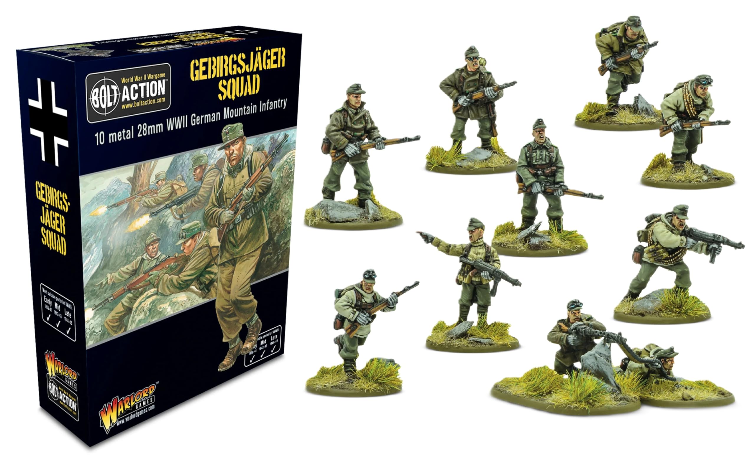 Warlord Games Gebirgsjager Squad - 28mm Scale Metal Miniatures for Bolt Action Highly Detailed World War 2 Miniatures for Table-top Wargaming