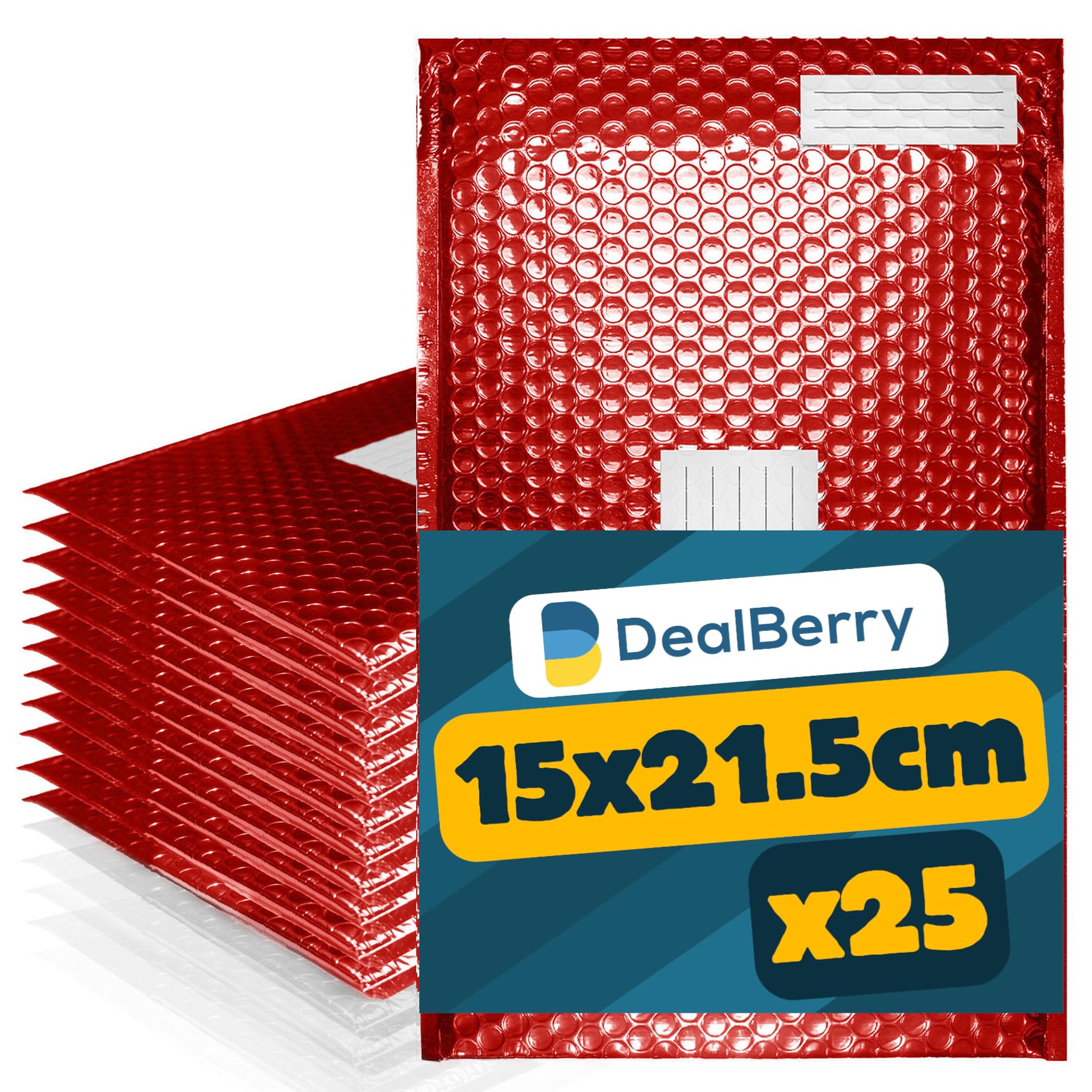 25 Pack Padded Bubble Envelopes - Bubble Wrap Envelope - Poly Bags for Shipping Packaging Mailing - Envelopes Peel and Seal - Address & Return Box (Red, 15x21.5cm)