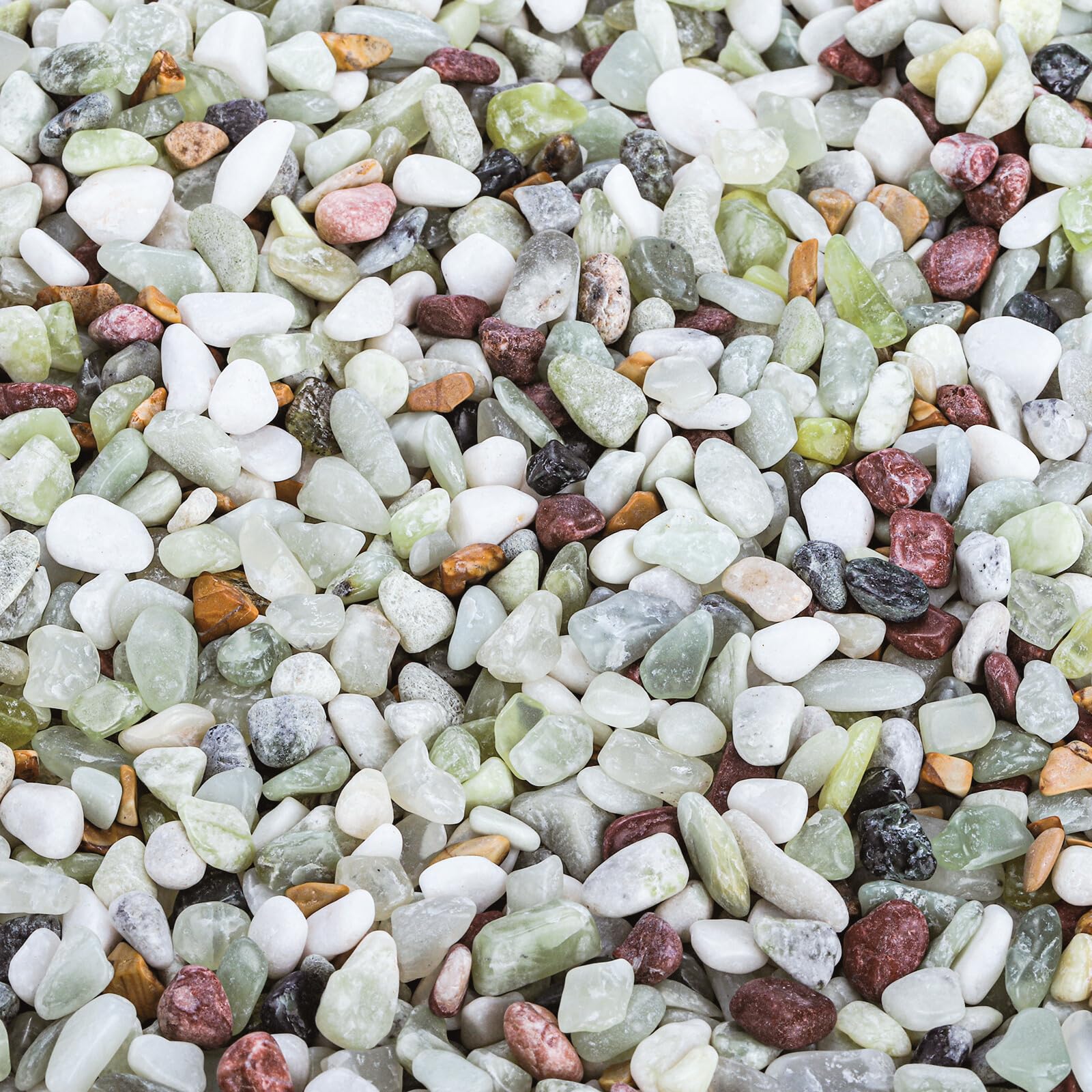 ZENFUN 6 LB Natural Decorative Jade Bean Pebble, 6-9MM Polished Mixed Pebbles Gravel, Outdoor Decorative Stones for Succulent, Aquarium Rocks, Cactus Bonsai, Vase Fillers, Fairy Gardening, Landscaping