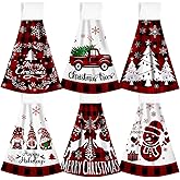 Jingmore 6 Pcs Summer Hanging Kitchen Towels with Loop Hand Tie Towels Microfiber Drying Baking Cooking Cloth(Red,Christmas)