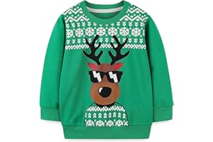 Mrocioa Toddler Boy Girls Sweatshirt Ugly Christmas Sweater Reindeer Shirt Kids Xmas Pullover Sweater Tops 2-7T
