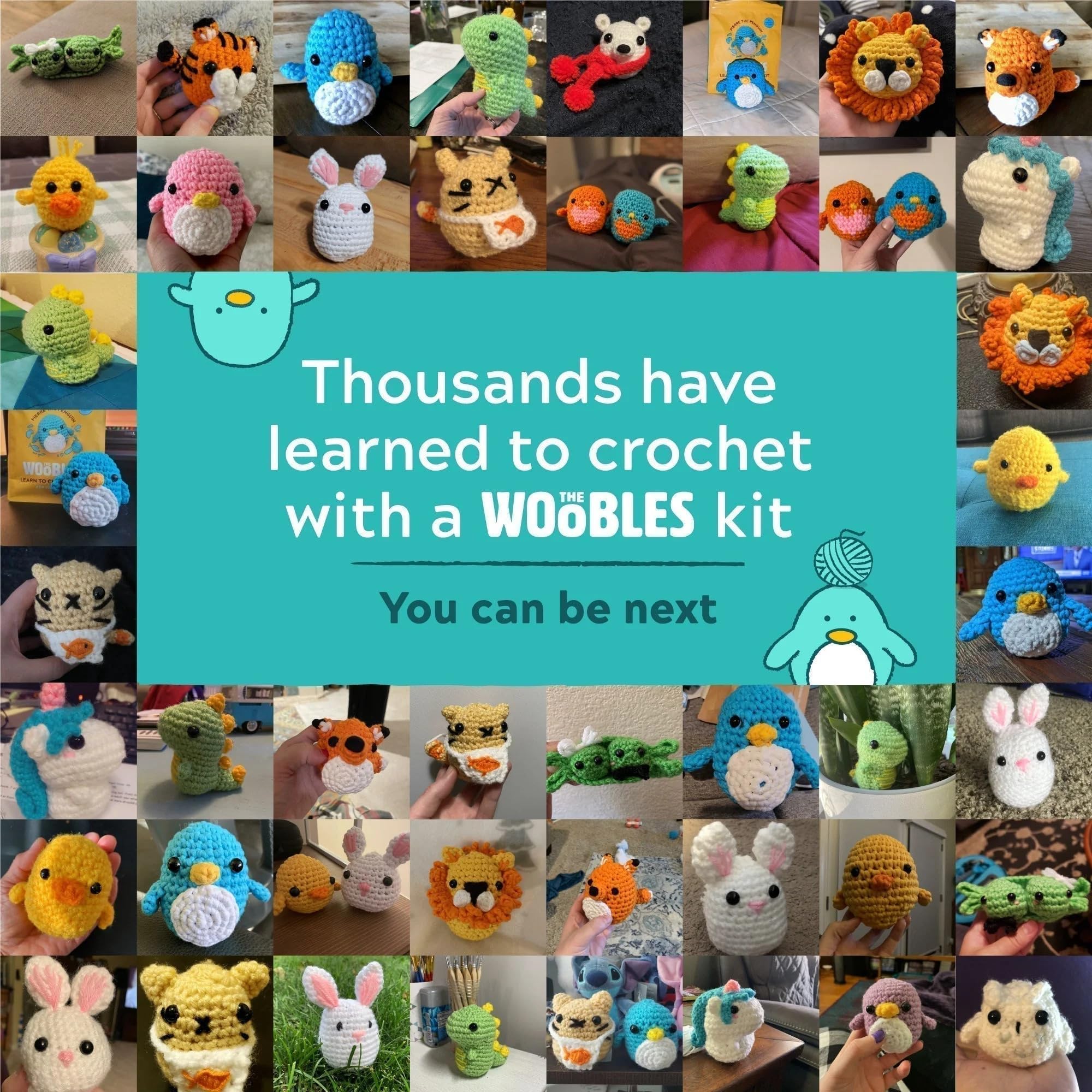 The Woobles Crochet Kit for Beginners - Easy Arts and Crafts Knitting & Crochet Animals Kit As Seen On Shark Tank - Pierre The Penguin