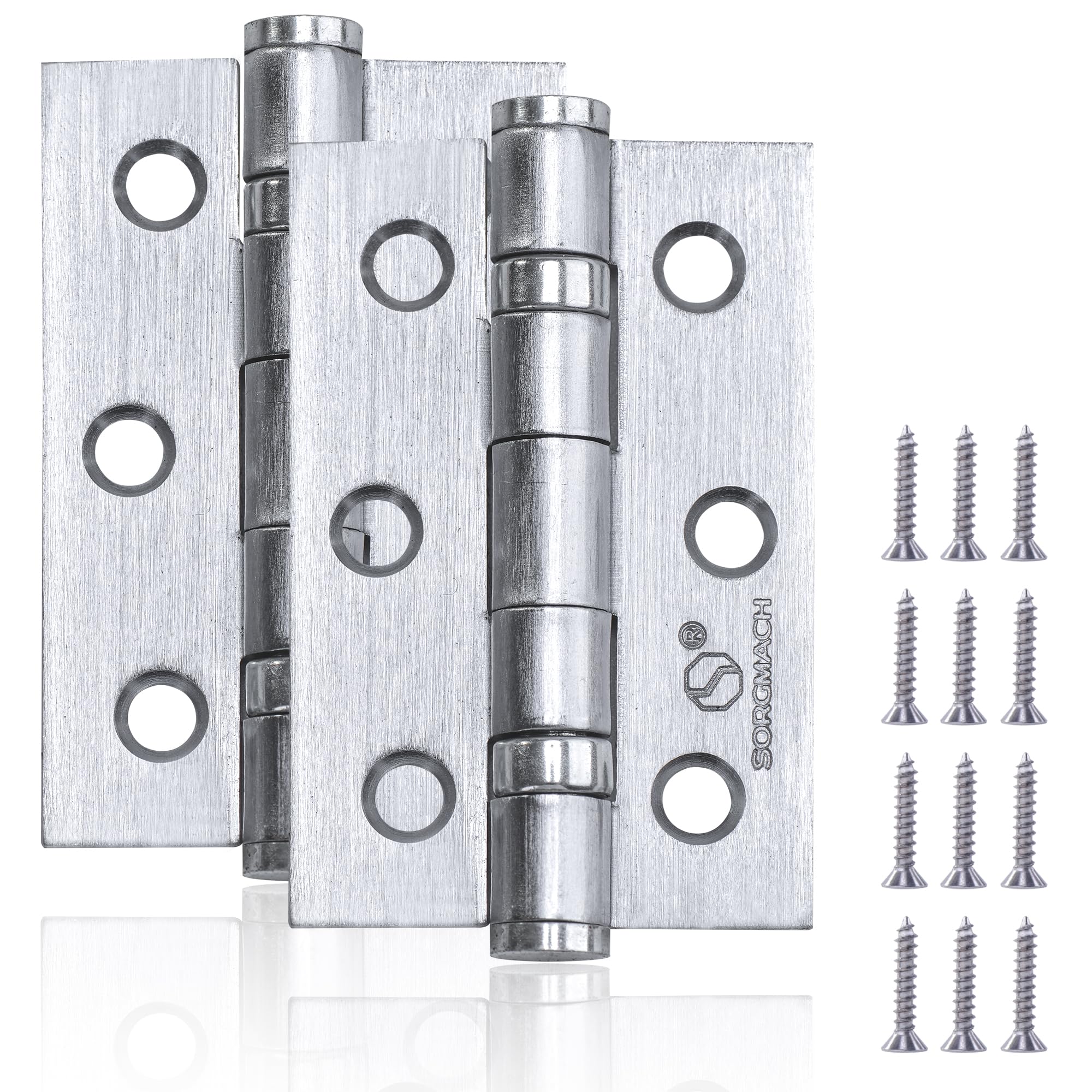 12 Pcs Door Hinges 75 mm Chrome Door Hinges Ball Bearing External Door Hinge Internal Heavy Duty Outdoor Hinges for Wood