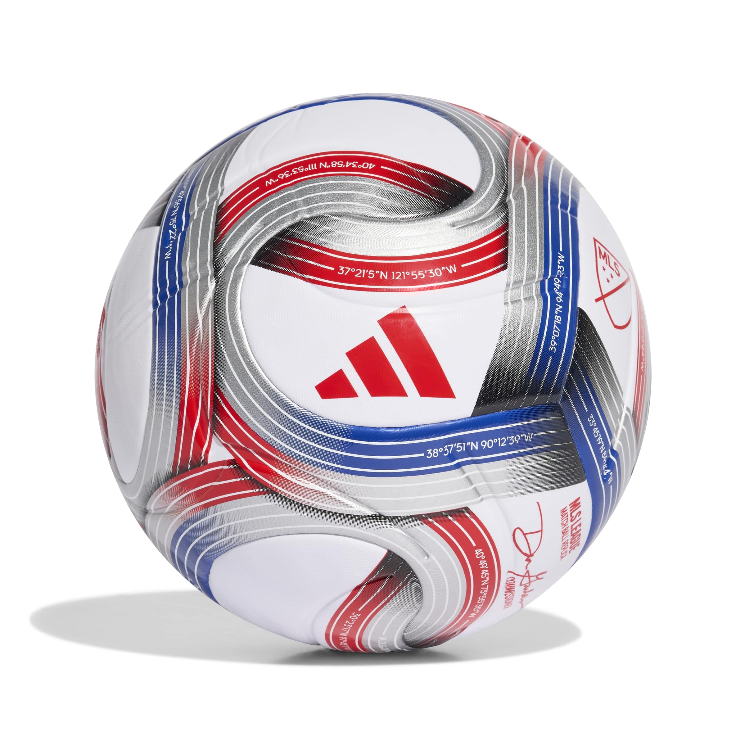 adidas Unisex-Adult 2026 Major League Soccer League Nativo Ball, White/Team Royal Blue/Red/Silver Metallic, 5 Image