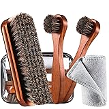 4 Pcs Horsehair Shoe Brush Kit Polishing Daubers