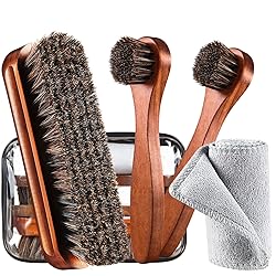 4 Pcs Horsehair Shoe Brush Kit Polishing Daubers