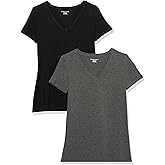 Amazon Essentials Women's Regular-Fit Short-Sleeve T-Shirt (Crewneck and V-Neck Options), Multipacks