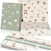ZICOTO Beautiful Gift Wrapping Paper Rolls for Baby Shower - Cute Set of 3 Quality Rolls For Birthdays & Baby Showers - Add a Touch of Magic to Every Gift You Wrap - 17 x 120 in