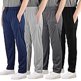 Cvaoo 4 Pack Boys Mesh Athletic Pants, Lightweight Pants with Pockets and Drawstring, Thin Open Bottom Active Pants for Boys