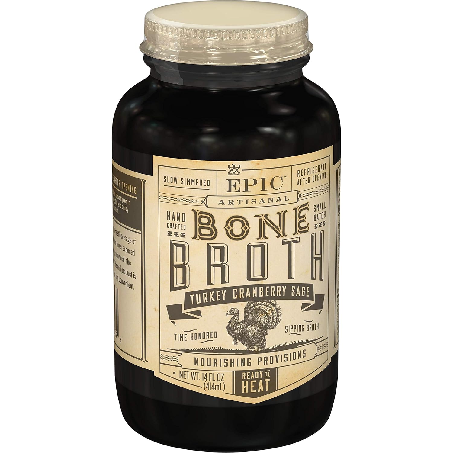 Epic Provisions Artisanal Bone Broth, Turkey Cranberry Sage, Whole 30, 14 oz. (6 Count)