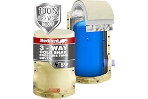 Redford Supply Co. Cold Snap (5°F) 3-Way Opening Round Custom Water Pressure Tank Cover - Weatherproof Water Tank Cover, Outdoor Water Well Tank Covers Insulated (28"Diameter x 44"H, Beige)