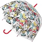 Chesoon Butterfly Clear Umbrella Women Elegant Unique Dome Bubble Umbrella with Easy Grip Handle Automatic Open Windproof Dome Canopy