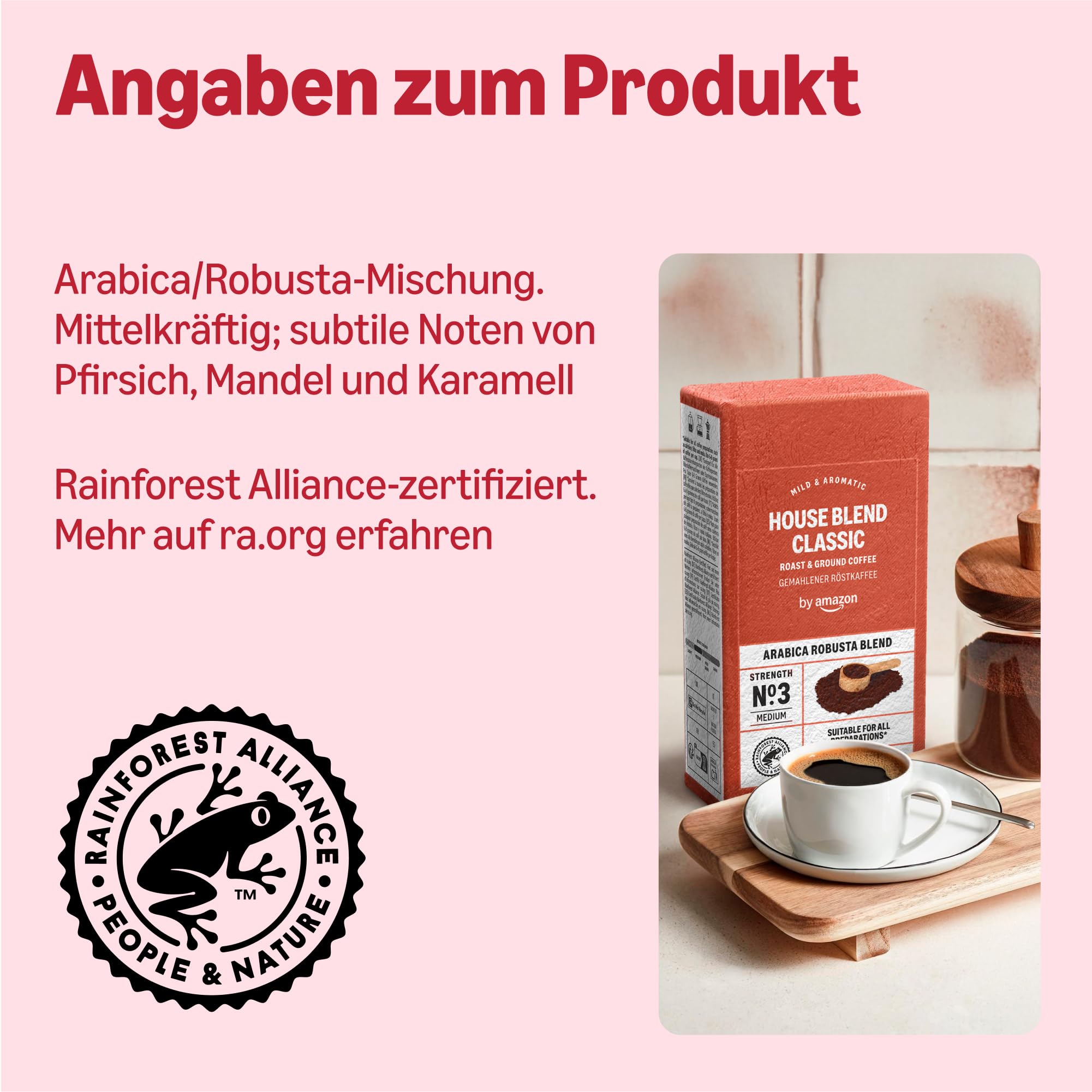 by Amazon House Blend Classic Gemahlener Röstkaffee Arabica-Robusta-Mischung Intensität: 3 - Medium, 250g 2