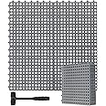 Drydiet 8 Pack Drainage Tiles Modular Interlocking Floor Tiles with 1 Pc Plastic Hammer 12" x 12" Cushion Mat Non Slip Rubber Floor mat with Holes for Pool Bathroom Deck Kitchen Patio (Gray)