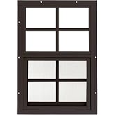 Apple Outdoor Supply 12x18 Shed Window, Flush Mount Sliding Window with Tempered Glass &amp; Screen, Brown, 1-Pack