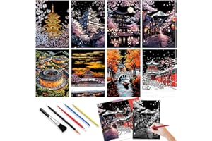 LEIBSTER Scratch Art Book City Bloom Scratch & Reveal Scratch Painting Adults for Kids Return Gifts for Birthday Party Stress Relief Art（City for Blossom）