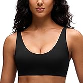 CRZ YOGA Butterluxe Soft Double Lined Scoop Neck Sports Bras for Women - Adjustable Straps Yoga Crop Top Non Padded