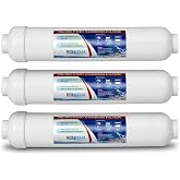 T33 Inline Coconut Grade Activated Carbon Pre/Post Membrane Filter for Taste and Odor Reduction WELL-MATCHED with AICRO, K2533JJ, FT15, IC-100A (Set of 3)