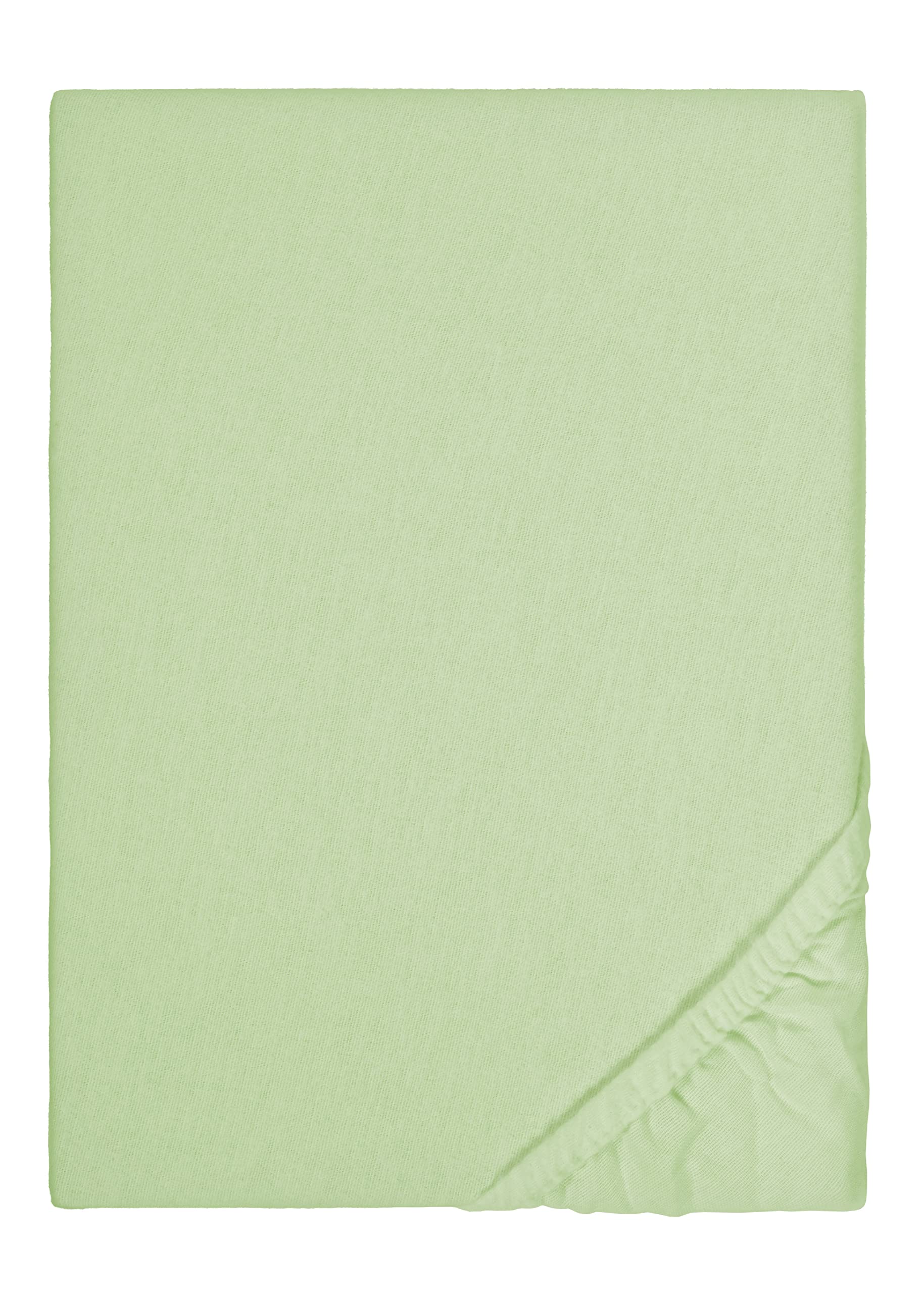 Biberna 2744/001 / 041 Flannelette Fitted Sheet, Pistachio Green, 80 cm x 200 cm