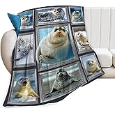 Seal Blanket Fleece Soft Warm Plush Seal Animal Throw Blanket Lightweight Plush Fuzzy Cozy Blankets for Lover Kids Adult Suitable for Couch Sofa Bed 50"X40"