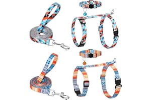 GUIQULAI 2 Pack Cat Harness and Leash Set, Escape Proof Adjustable Kitten Harness with Leash Collar Lightweight Soft and Comfortable for Small Medium Cats Walking and Travel