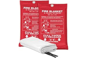 Safewayfire Emergency Fire Blanket, Fiberglass Fire Blanket, Flame Retardant Blanket, Fire Suppression Blanket for Home, Kitchen, Grill, School, Fireplace, Warehouse, Car, 2 Pack (39.4" x 39.4")