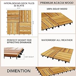 9 PCS Interlocking Deck Tiles 12" x 12"- Acacia