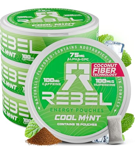 Amazon.com: Rebel Nootropic Energy Caffeine Pouches (Cool Mint