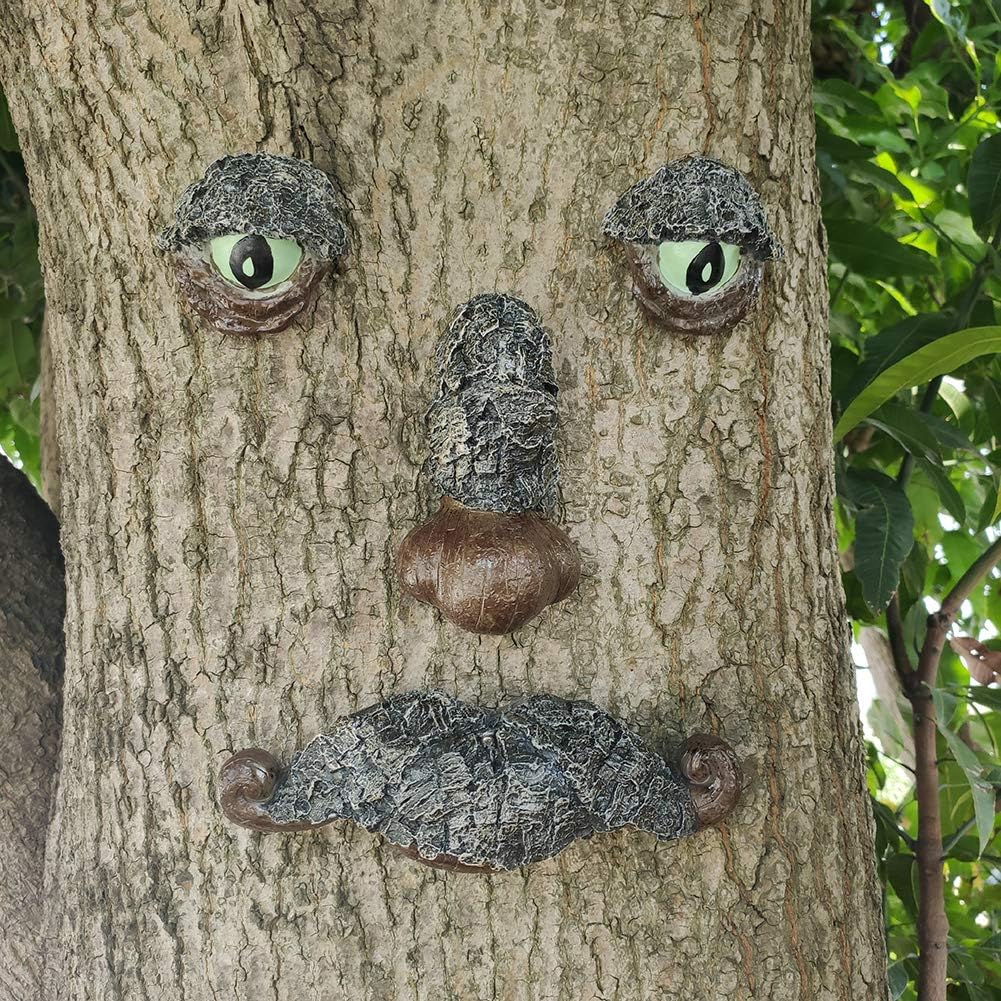 Captain Hook Tree Face Man with Mustache Tree Hugger Garden DéCor Outdoor Statue