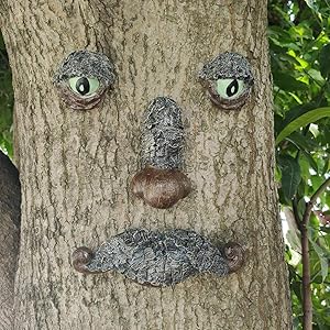 Captain Hook Tree Face Man with Mustache Tree Hugger Garden DéCor Outdoor Statue