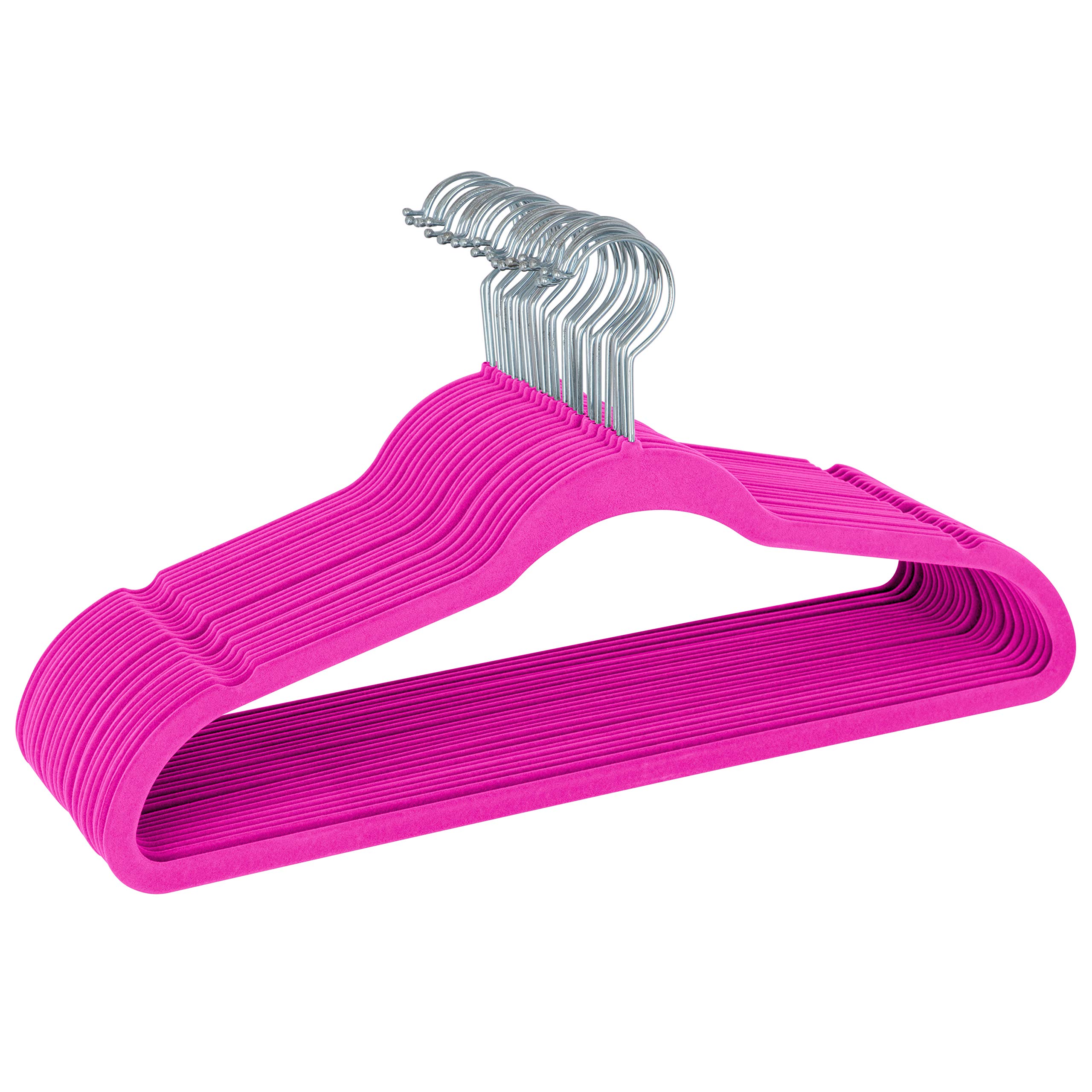 Photo 1 of (partial set) (25) (bagged) Simplify 100 Pack Slim Velvet Suit Hangers in Fuchsia, Fuschia