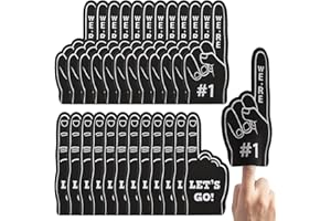 TIESOME 24 Pcs Mini Foam Finger #1 Sports Fan Foam Finger, Cheering Foam Hand for Sporting Events Let's GO Cheerleading Celebration Sticks for Basketball Football Dance Games Party Supplies(Black)