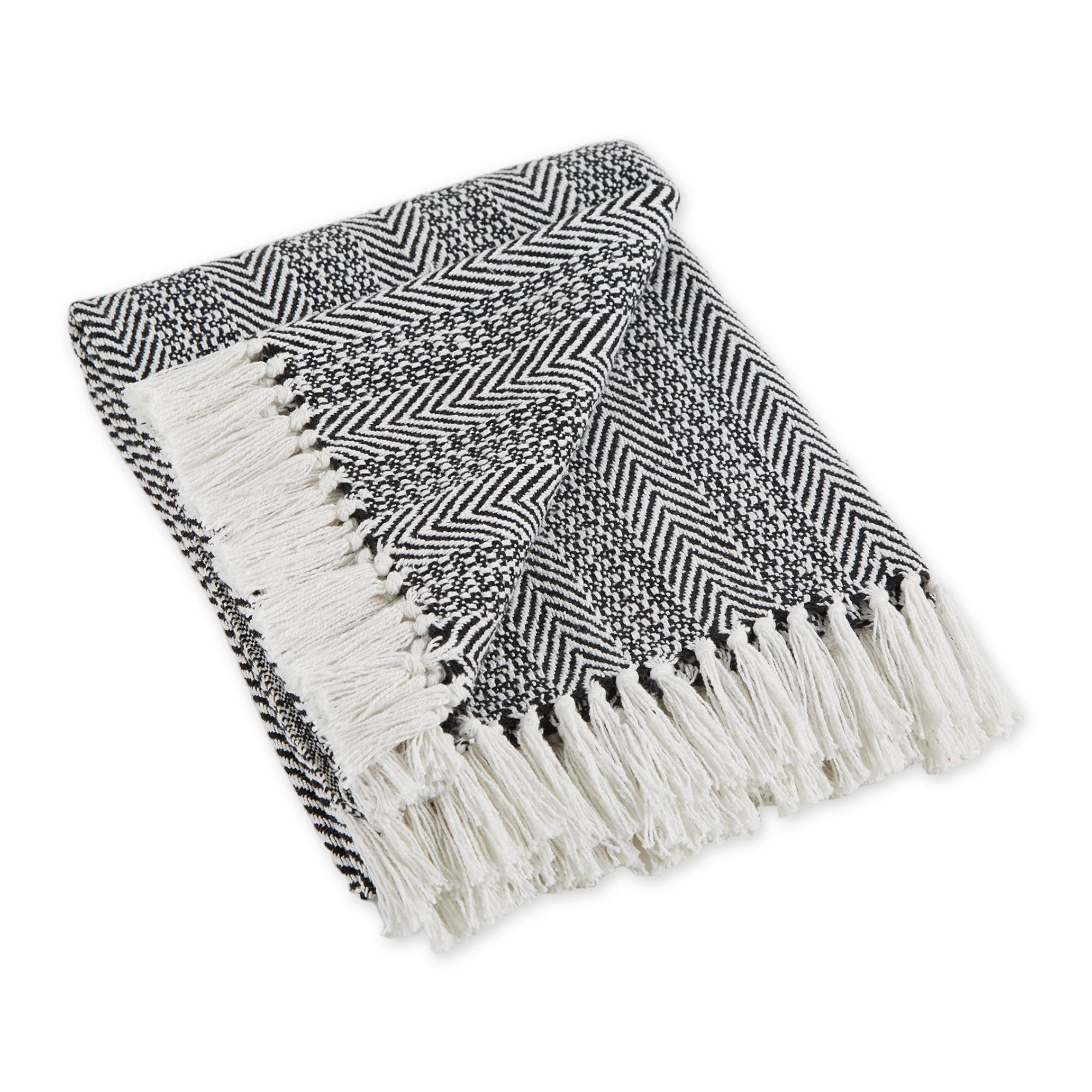 DII Cotton Throw Blanket, Black, 50x60