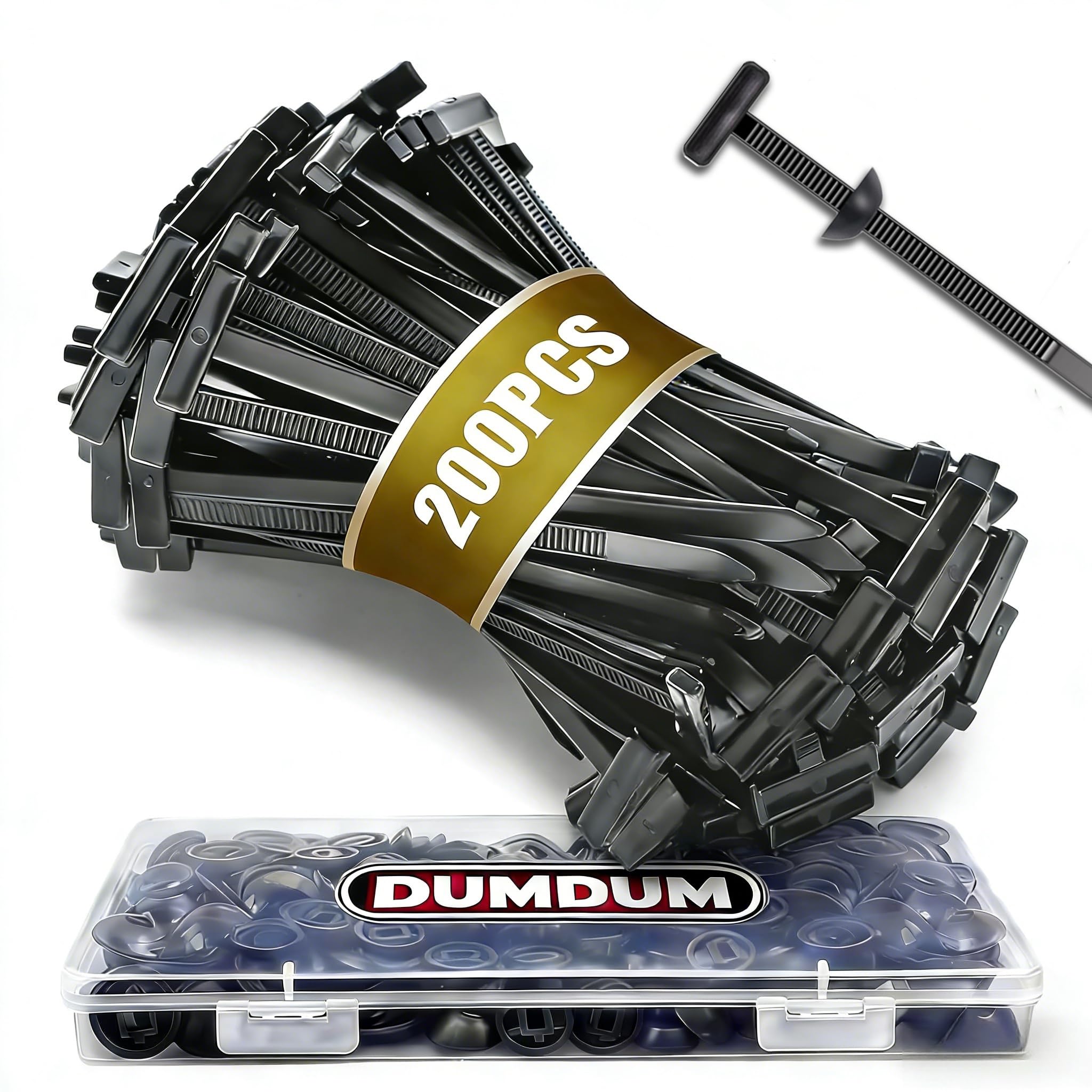 Photo 1 of 200 Pcs Nylon Universal Cable Tie Buckle with PP Storage Box - Multifunctional Zip Ties with Pin & Button, UV Resistant Fasteners for Car Repair, Bumper & Fender Clips (200PCS)