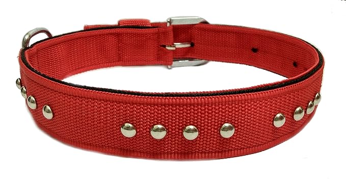 Sollar's Stud Durable Dog Collar Dog Belt, Red, Extra Large