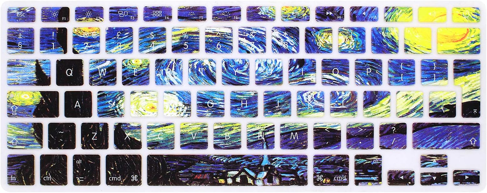 MMDW EU/UK Silicone Keyboard Cover for Macbook Pro 13 Inch,15 Inch (with or without Retina Display,2015 or Older Version)for Macbook Old Air 13 Inch,Starry Night