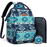 Montana West Wrangler Diaper Bag Backpack Aztec Travel Backpack Purses Western Multi-Function Baby Bags for Mom with Waterproof Insulated Pockets