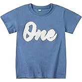 1st Birthday Boy Shirt Toddler Baby Short Sleeve Embroidered Letter One Year T-Shirts Tops Outfit Clothes