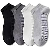 TeenFighter Cotton Men's No Show Ankle Socks - 4/7 Pairs, Odor Free & Mesh Breathable, Low Cut Casual Socks Size 6-10