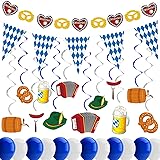 Dazonge 26ct Oktoberfest Decorations Kit | Pre-assembled 12 Oktoberfest Hanging Swirls with Cutouts, 12 Oktoberfest Balloons,