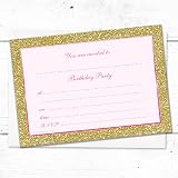Olivia Samuel 20 Pack Pink Gold Glitter Invitations with Envelopes UK Made view 4