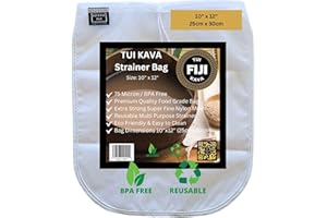 TUI KAVA Traditional Kava Strainer Filter | 75 Micron Nylon Commercial Food Grade Quality | BPA-Free | Nut Milks | 10 x 12 inch | Draw string | Durable | Reusable | Environment friendly packaging