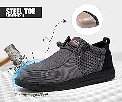 LARNMERN Slip On Steel Toe Loafers Women Work