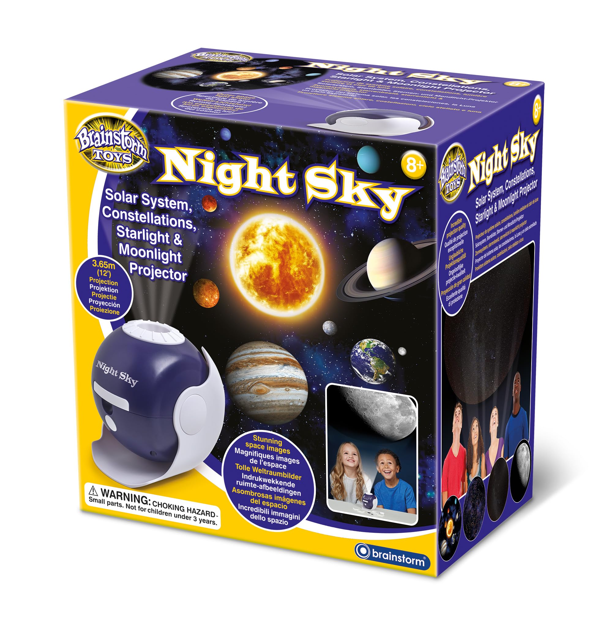 Brainstorm Toys Night Sky – Solar System, Constellations, Starlight, and Moonlight Projector with 3.65m Projection, Educational Space Light for Kids’ Room