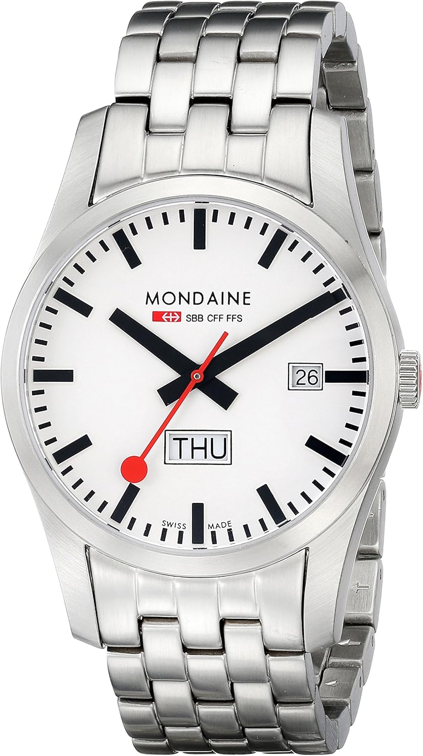 Mondaine Retro Gents Stainless Steel Daydate Amazon.co.uk Watches