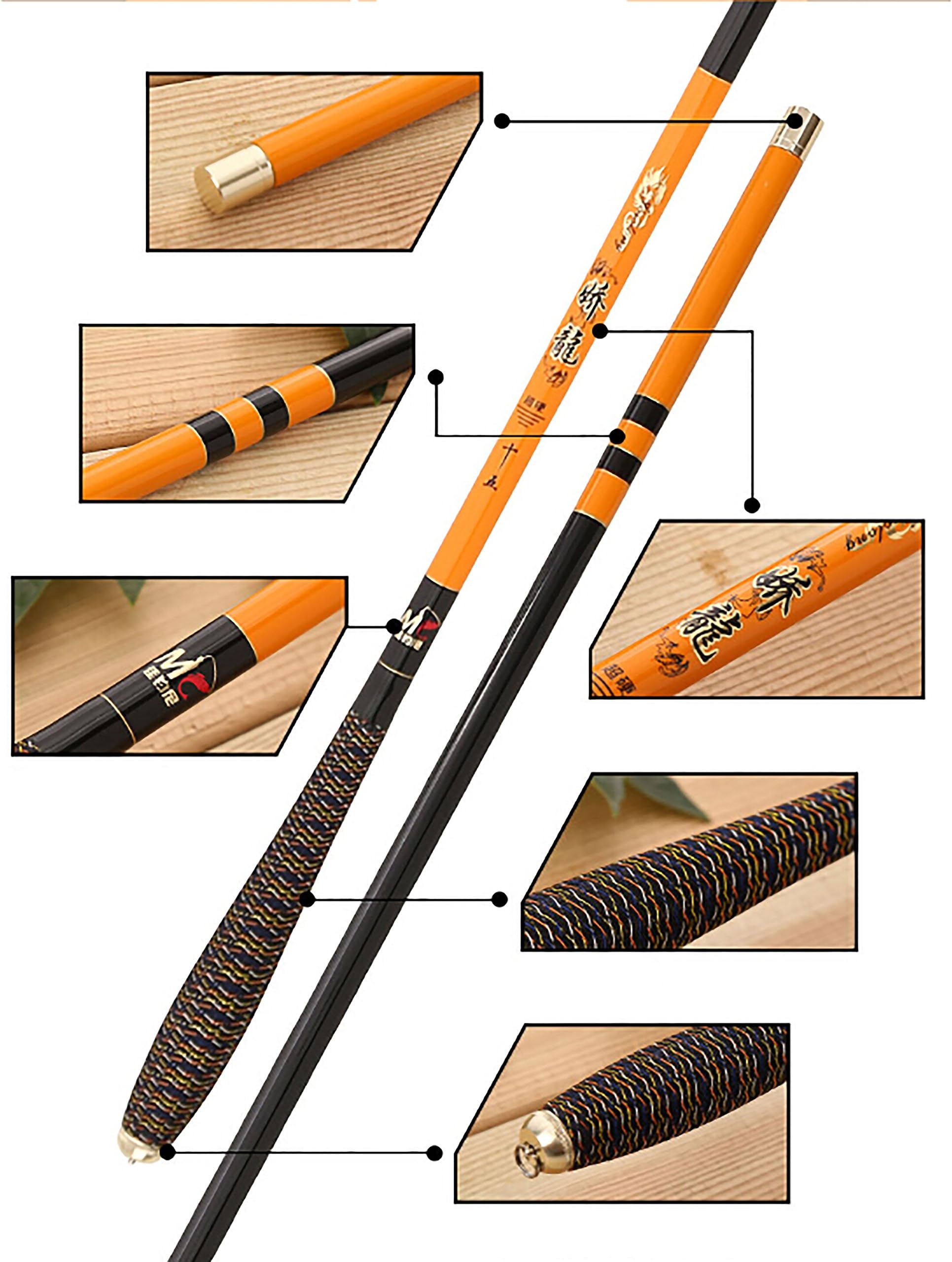 Sporttools Superhard Carbon Super Light Fishing Rods，4.5 Meters Hand Pole Fishing Gear