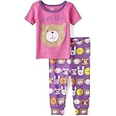 The Children's Place baby-girls And Toddler Snug Fit 100% Cotton Short Sleeve Top and Pants 2 Piece Pajama Set