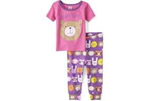 The Children's Place baby-girls And Toddler Snug Fit 100% Cotton Short Sleeve Top and Pants 2 Piece Pajama Set
