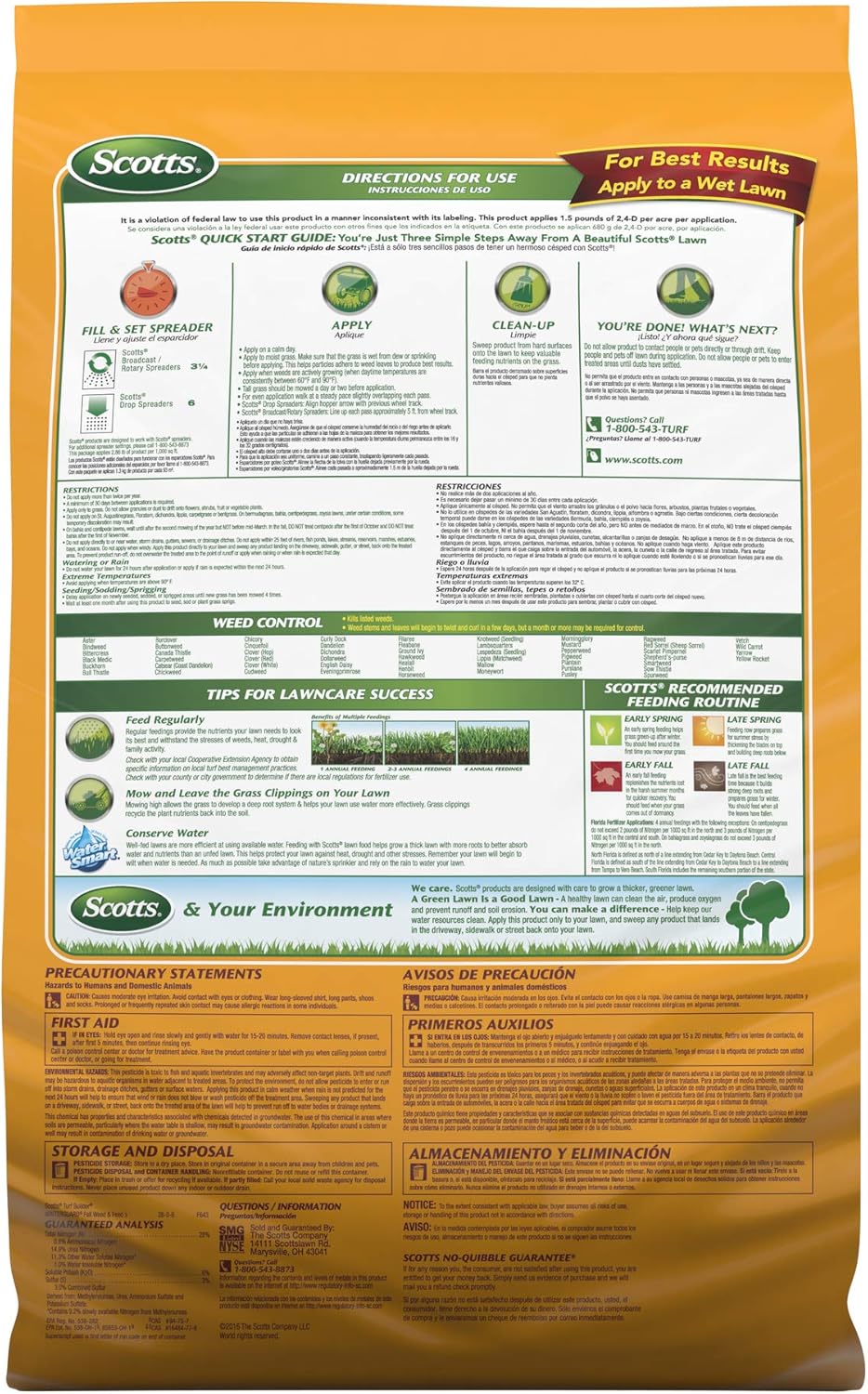 Scotts Turf Builder WinterGuard Fall Weed and Feed 3, 15, 000 sq. ft. : Garden & Outdoor