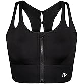 Yvette Womens Sports Bras High Impact Front Zipper Sports Bra for Large Bust Full Support Racerback Workout Running